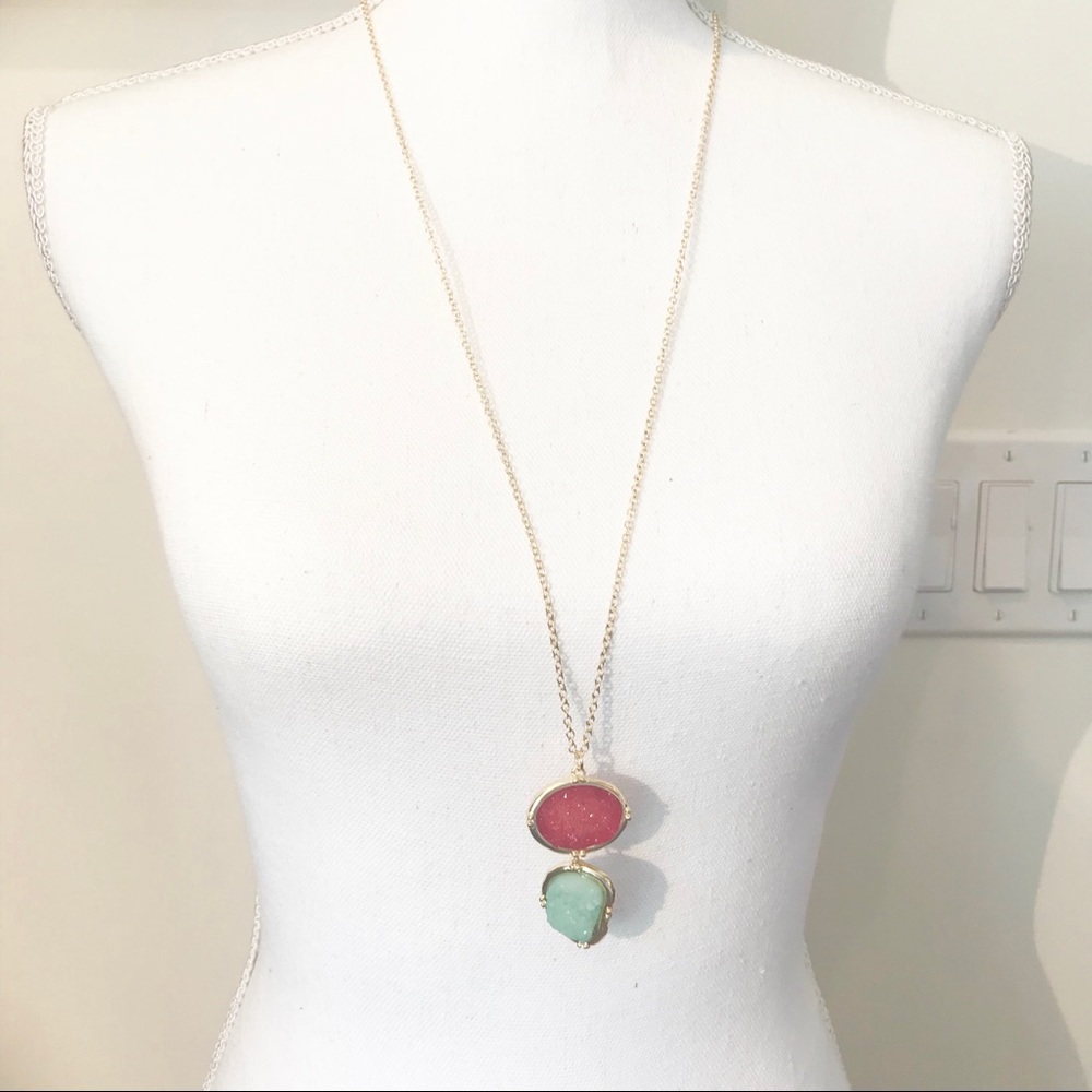 Pana Iridescent Druzy Agate Stone Pendant